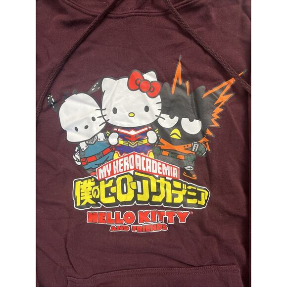 My Hero Academia And Hello Kitty Pullover Burgundy Hoodie Men's Size M(38-40) - Picture 2 of 6